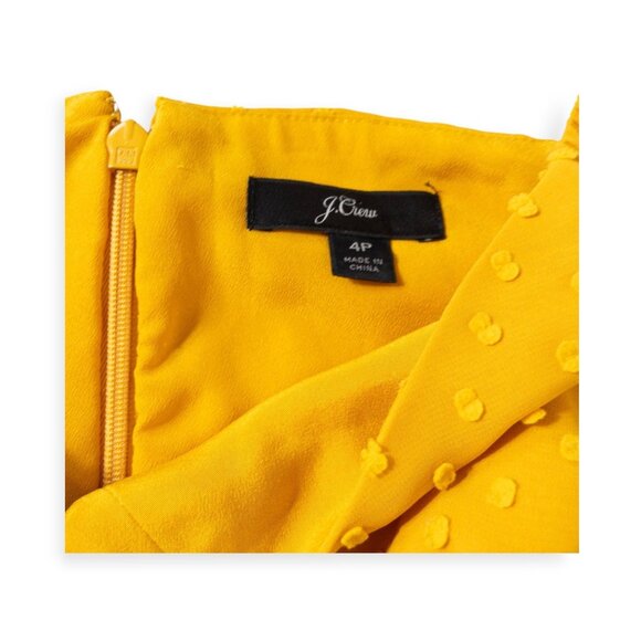 J.Crew Marigold Yellow Embroidered Polka Dot Tiered Midi Dress Size 4P Wedding G - Picture 5 of 9